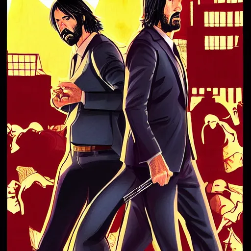 Prompt: jesus and john wick fighting comic style, highly detailed, mega detailed, hd