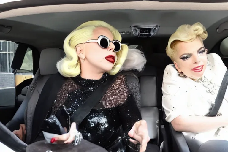 Image similar to lady gaga and judy garland carpool karaoke