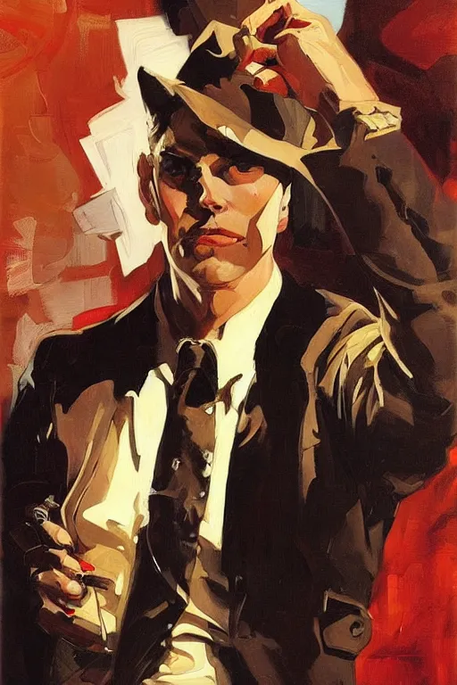 Prompt: homelander, painting by jc leyendecker!! phil hale!, angular, brush strokes, painterly, vintage, crisp