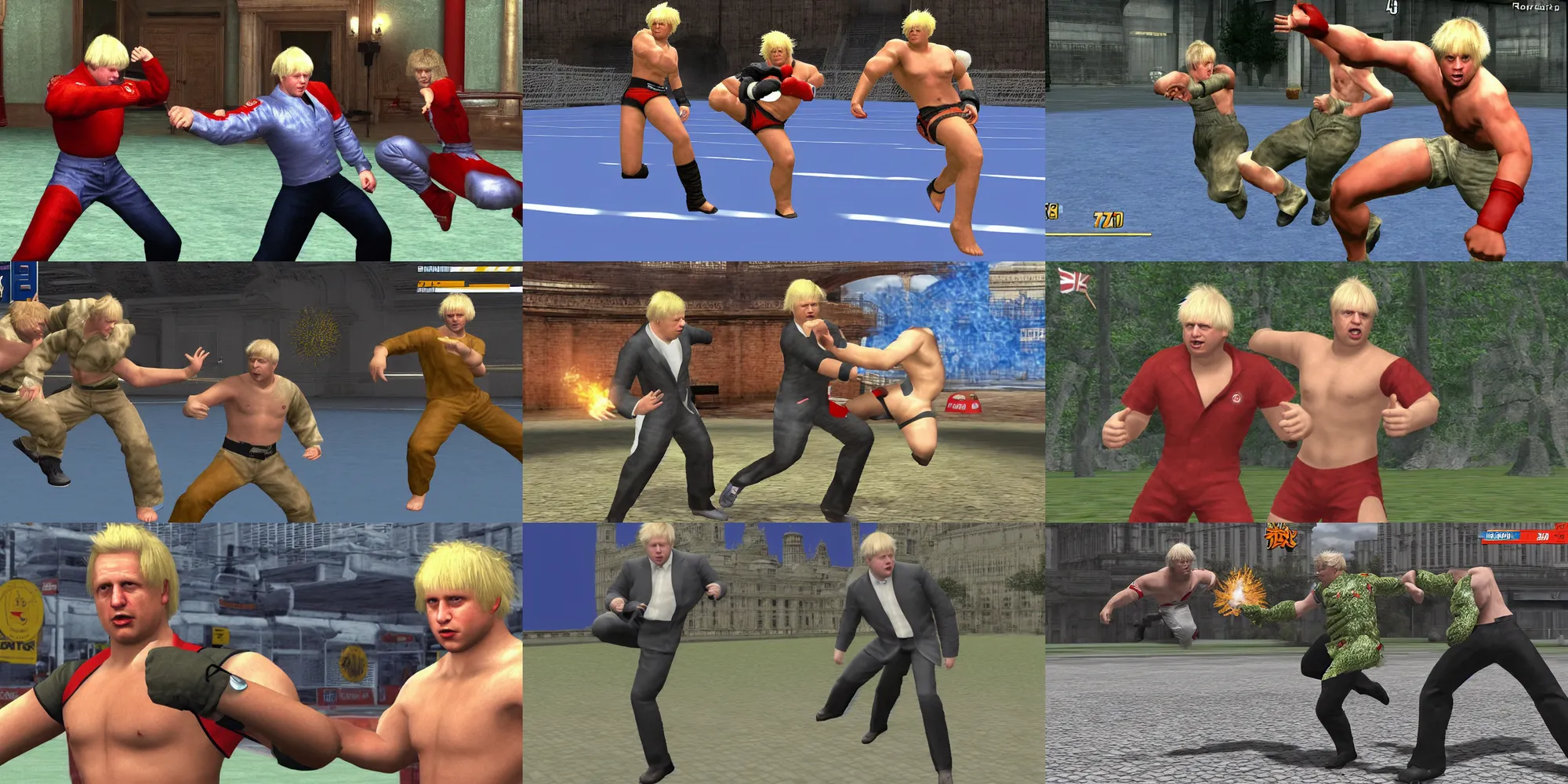 Prompt: boris johnson in tekken 3, retro 3 d graphics, game screenshot