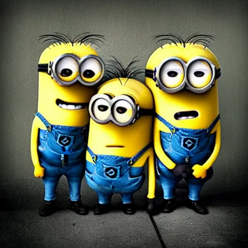 Image similar to Minions living in an insane asylum, creepy photo