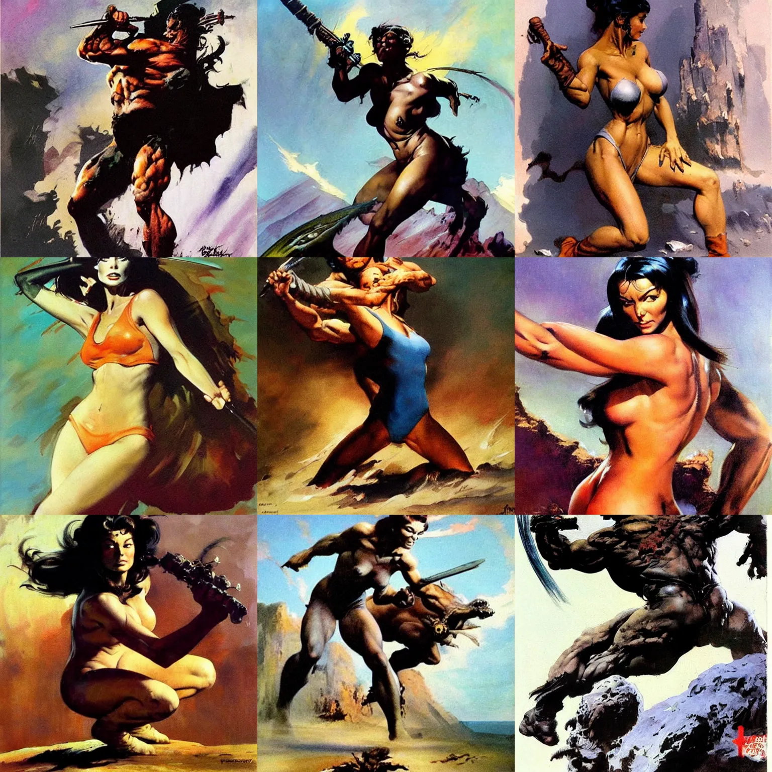 Image similar to art by frank frazetta