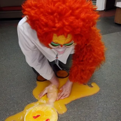 Image similar to ronald mcdonald puking vomiting