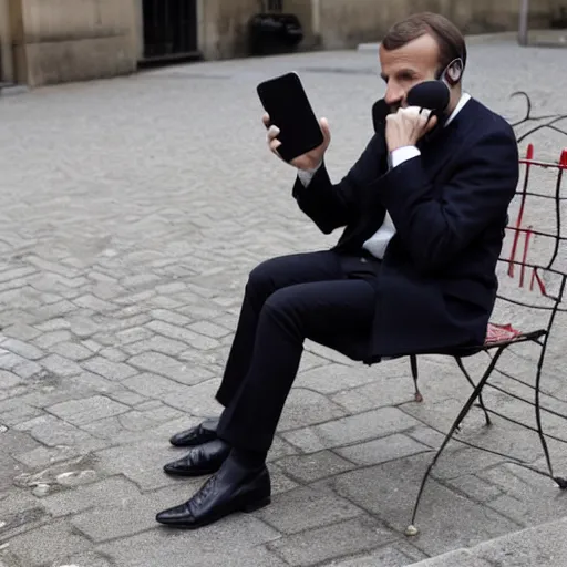 Image similar to emmanuel macron having a phone call with vladimir putin