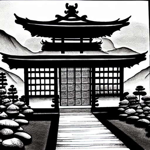 Image similar to zen temple ink