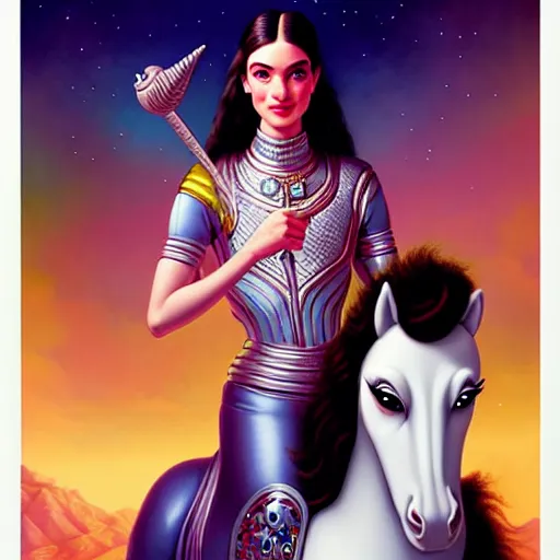 Image similar to portrait of himan riding an unicorn and, pixar style, by tristan eaton stanley artgerm and tom bagshaw.