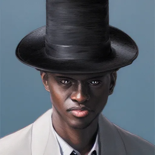 Image similar to portrait of a black cat wearing a suit and a hat, intricate, headshot, highly detailed, digital painting, artstation, concept art, sharp focus, cinematic lighting, illustration, art by artgerm and greg rutkowski, alphonse mucha, cgsociety