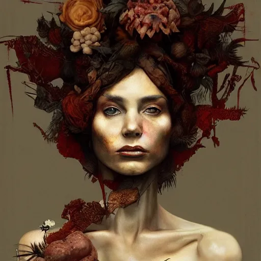 Image similar to a woman emerging from the mist, by arcimboldo, david lynch, greg rutkowski, trending on artstation