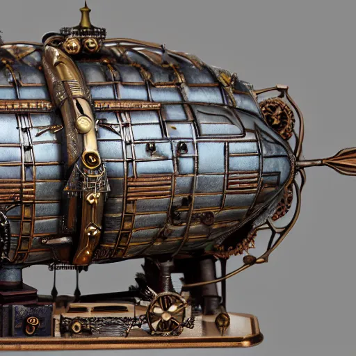 Prompt: steampunk airship, 35mm 8k product photo