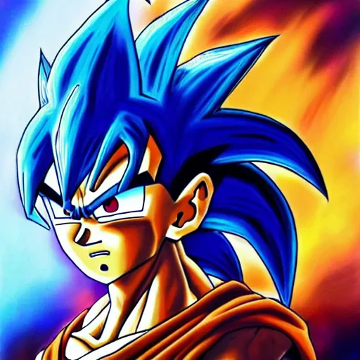 Prompt: ultra realistic portrait painting of a fusion of sonic and goku, art by akira toriyama, 4 k, dragon ball, artstyle, cel shaded, highly detailed, epic lighting