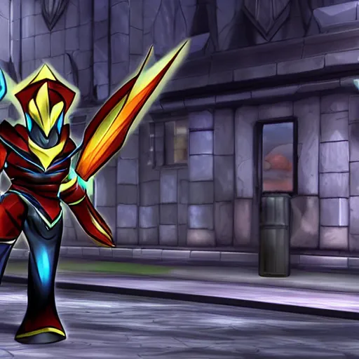 Image similar to zed ( league of legends ) in pokemon black edition, on nintendo