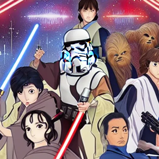 Prompt: Star Wars in Japan anime style