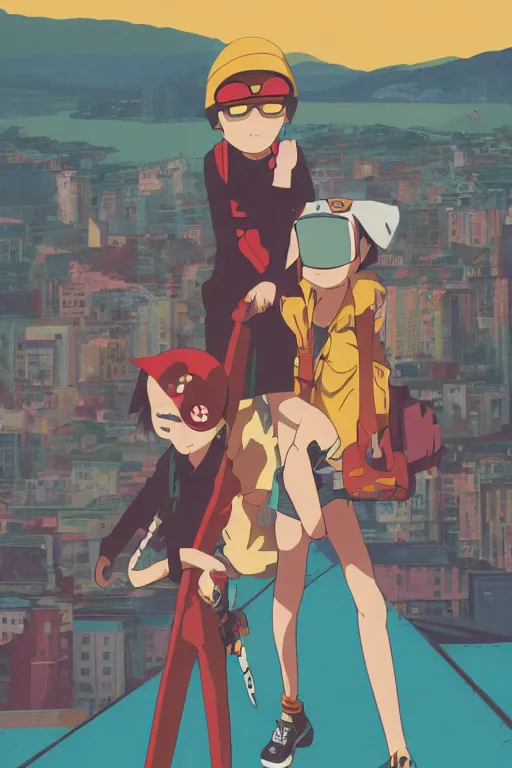 Prompt: Movie poster of FLCL, Highly Detailed, Dramatic, A master piece of storytelling, wide angle, cinematic shot, highly detailed, cinematic lighting, by Wes Anderson +Rumiko Takahashi, 8k, hd, high resolution print