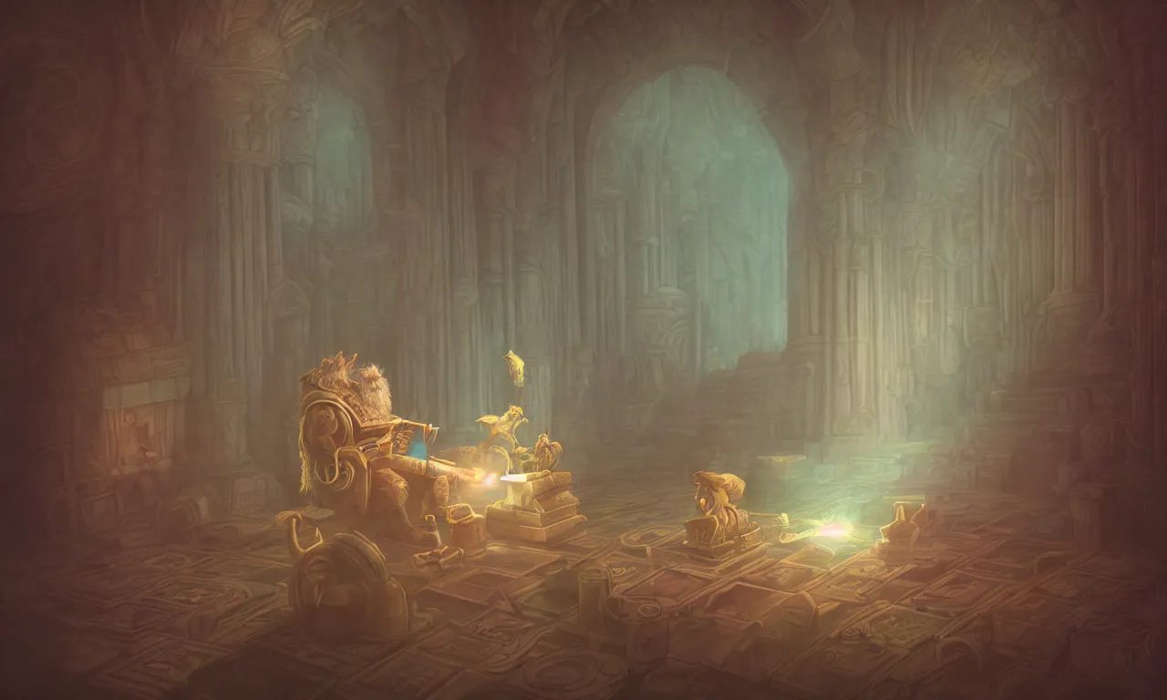 Image similar to giant hall, kerberos realm, service ticket close up, wizard reading a directory, nordic pastel colors, 3 d art, digital illustration, perfect lighting