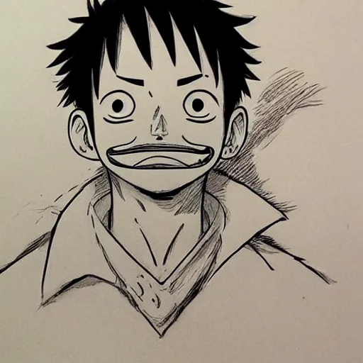 Prompt: luffy with mustache by kim jung gi