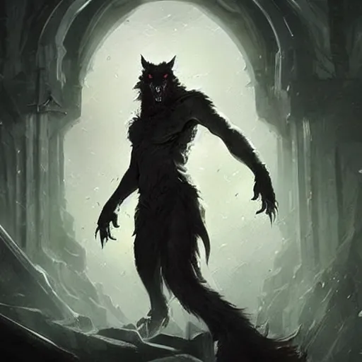 Prompt: werewolf vampire lord hybrid, fantasy game art by greg rutkowski, fantasy rpg, league of legends