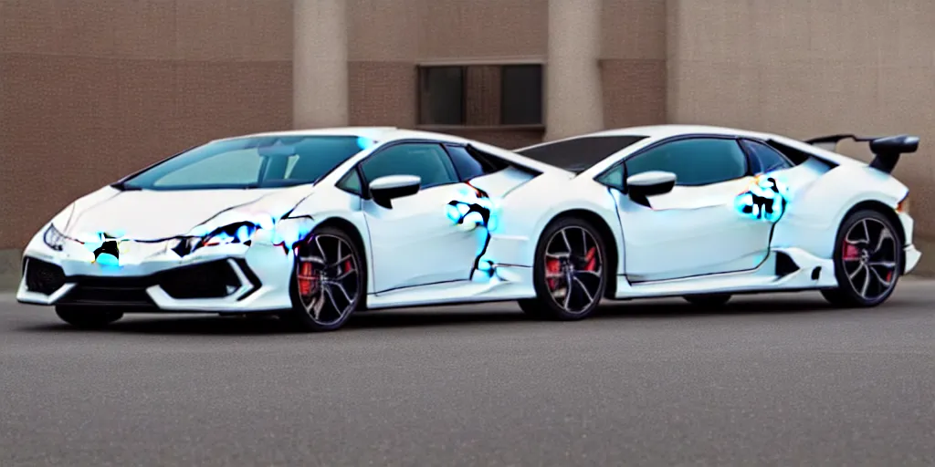 Prompt: honda civic in the shape of lamborghini huracan