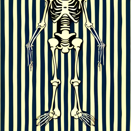 Image similar to skeleton wearing striped pajamas, digital illustration in the style of tim jacobus and dungeons & dragons and magic the gathering, bedroom, nightcap, comfy, sleepy, dim lighting, detailed