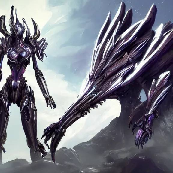 Image similar to extremely detailed cinematic low ground shot of a giant 1000 meter tall beautiful stunning female warframe goddess, that's an anthropomorphic hot robot mecha female dragon, silver sharp streamlined armor, detailed head, sharp claws, glowing Purple LED eyes, sitting cutely on a mountain, behind a tiny village, dragon art, warframe fanart, Destiny fanart, micro art, macro art, giantess art, fantasy, goddess art, furry art, furaffinity, high quality 3D realism, DeviantArt, Eka's Portal, HD, depth of field