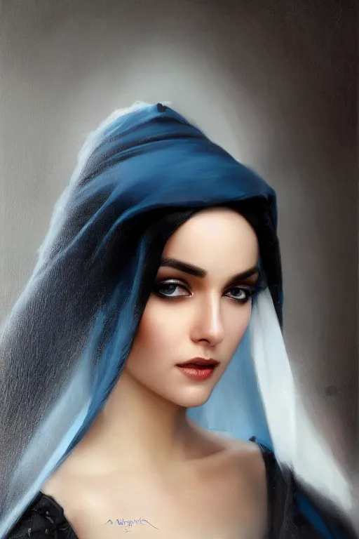 ai art,oil painting,character design,cute,blue eyes,black hair