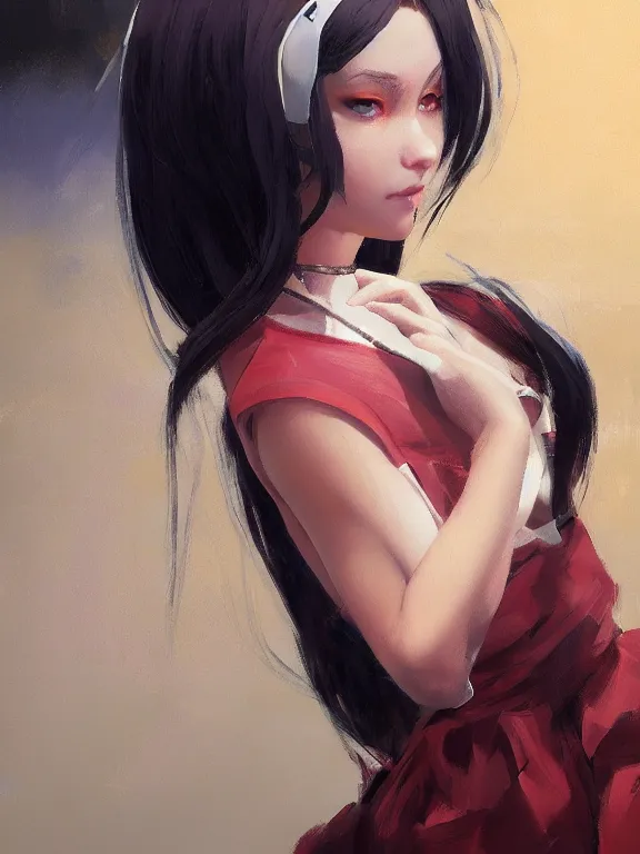 Prompt: an ultradetailed beautiful portrait painting of a girl at a cosplay convention, side view, oil painting, high resolution, by ilya kuvshinov, greg rutkowski and makoto shinkai