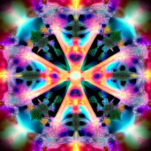 Image similar to Polaroid looking through a kaleidoscope into a fractal multiverse of imagination