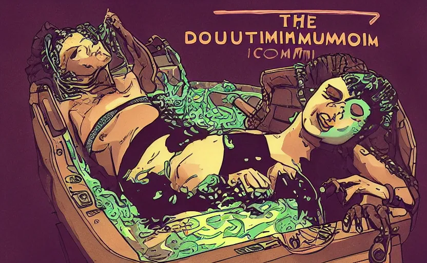 Prompt: deloused in the comatorium album cover in a comic style.