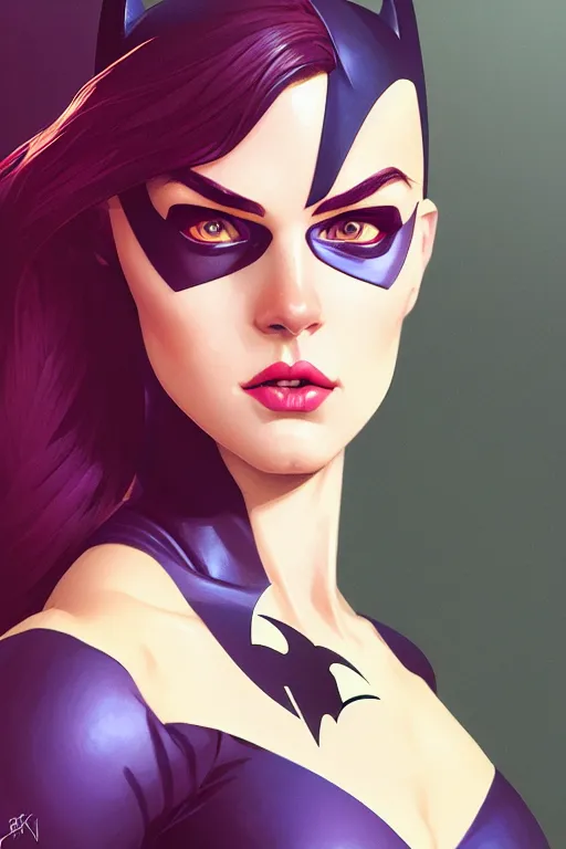 Prompt: a portrait of batgirl, fantasy, sharp focus, intricate, elegant, digital painting, artstation, matte, highly detailed, concept art, illustration, ambient lighting, art by ilya kuvshinov, artgerm, alphonse mucha, and greg rutkowski