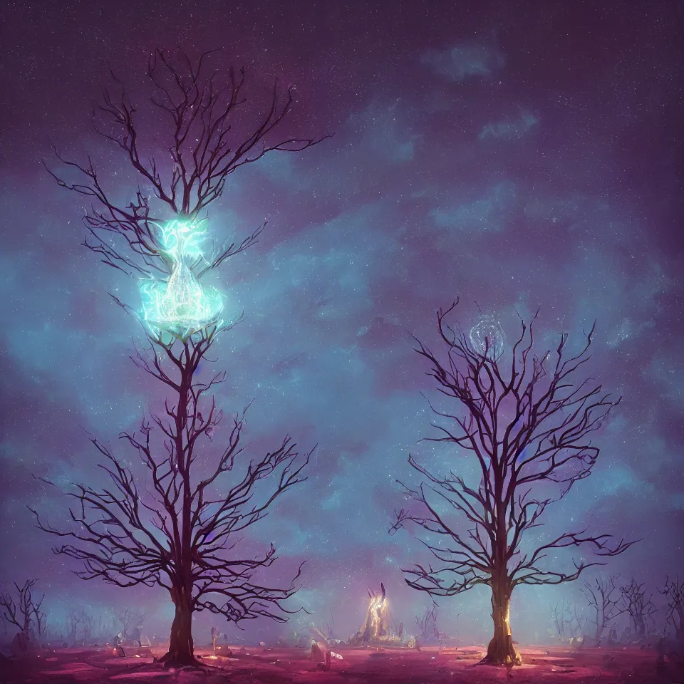 Image similar to cosmic tree of life made of stars, center composition, cinematic, rendered by simon stålenhag, rendered by Beeple, Makoto Shinkai, syd meade, environment concept, digital art, starwars, unreal engine, 3 point perspective, WLOP, trending on artstation, low level, 4K UHD image, octane render,