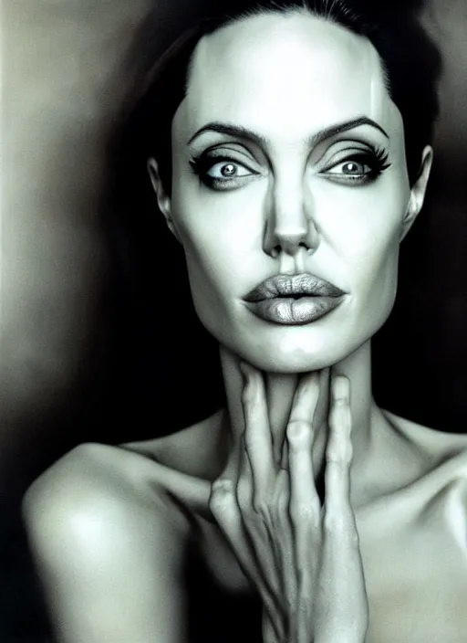 Image similar to close - up portrait of angelina jolie, fine art photo portrait by paolo roversi,