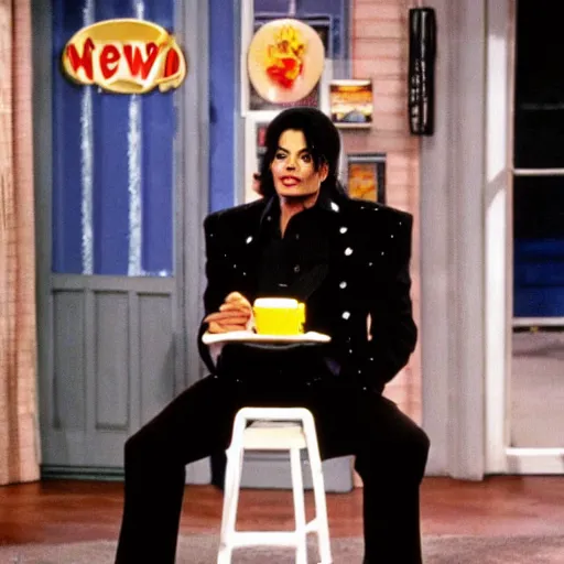 Prompt: michael jackson on an episode of seinfeld