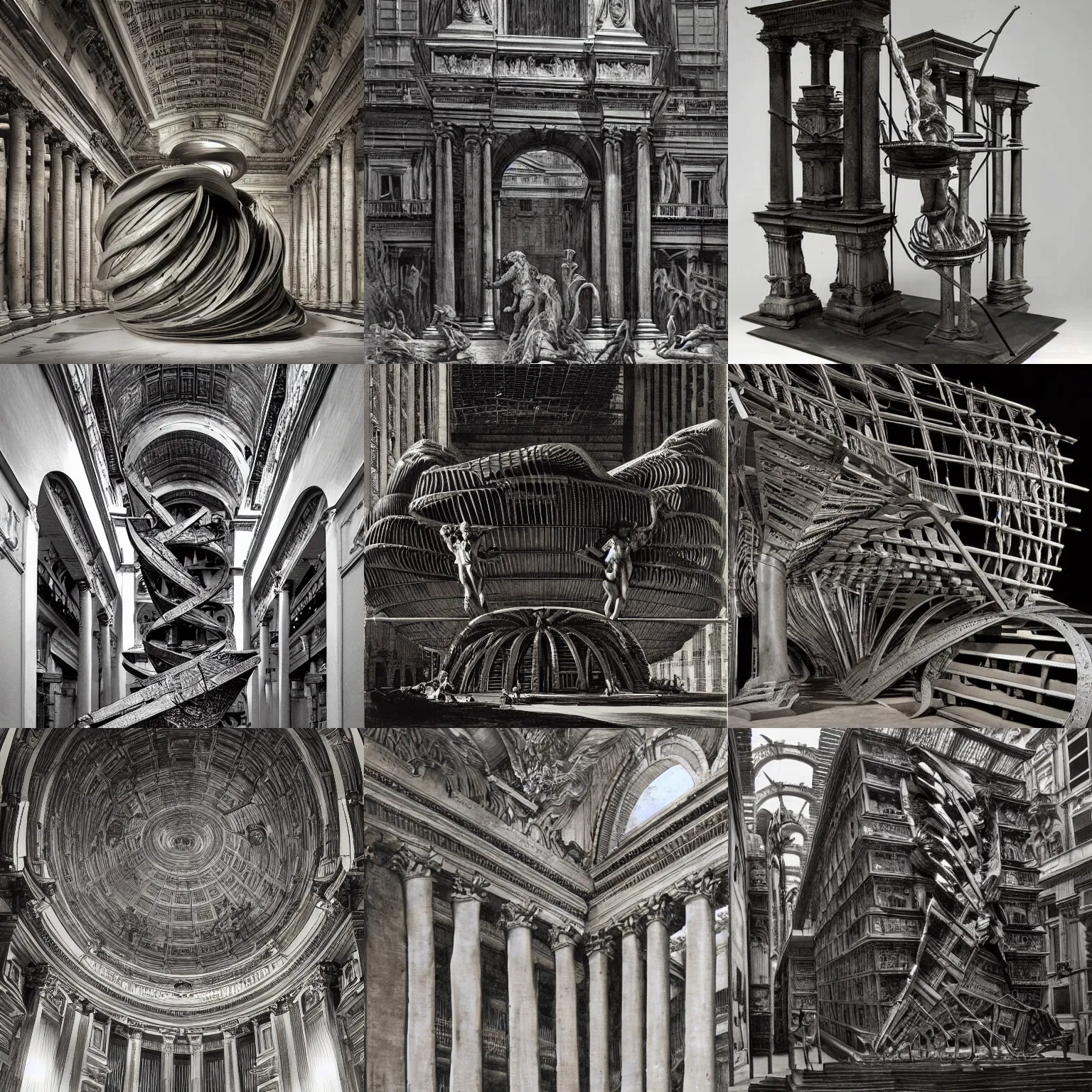 Prompt: Award-winning sculpture by Giovanni Battista Piranesi. Made of steel