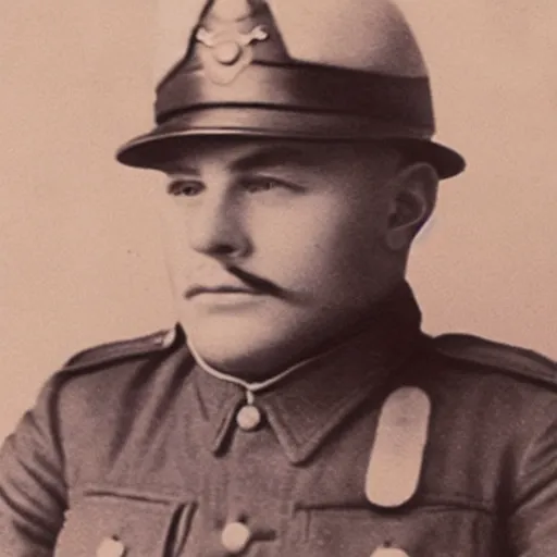 Image similar to photo of kirby as a soldier ww1 era photograph