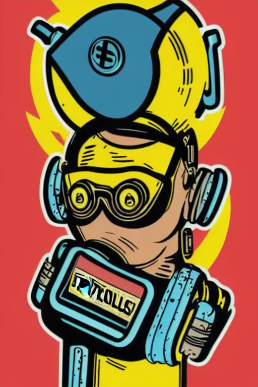 Image similar to fallout 7 6 retro futurist illustration art by butcher billy, sticker, colorful, illustration, highly detailed, simple, smooth and clean vector curves, no jagged lines, vector art, smooth andy warhol style