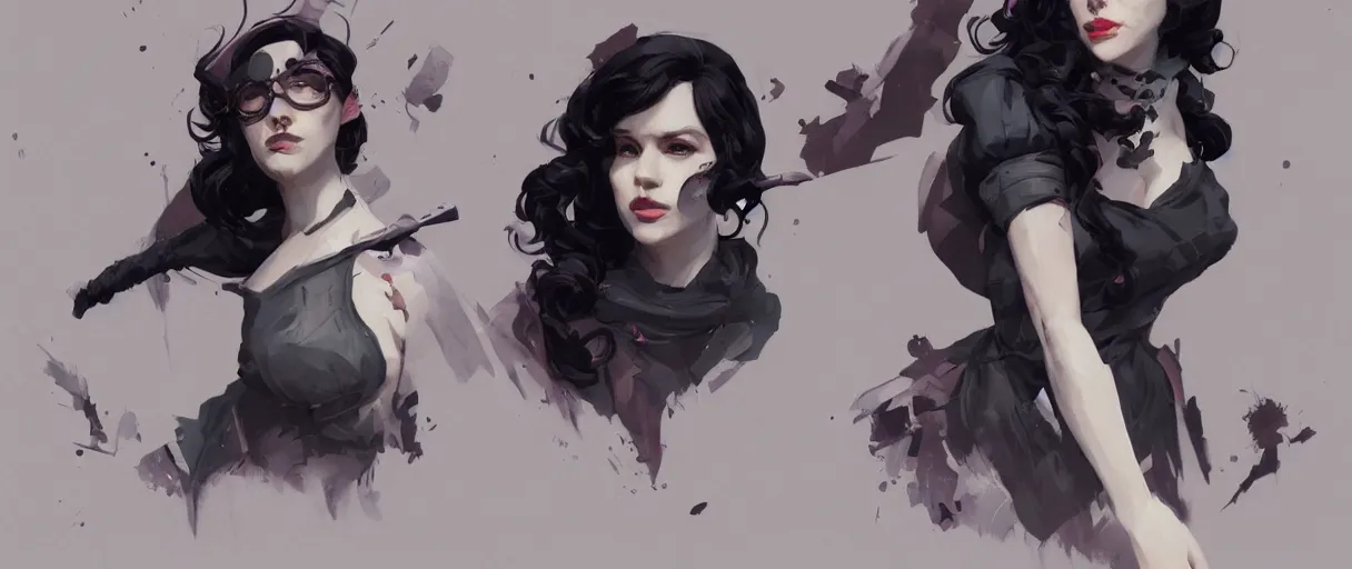 Image similar to a duotone black and lilac comic noir illustration painting of yennefer of vengerberg by sachin teng and sergey kolesov and ruan jia and heng z. graffiti art, scifi, fantasy, hyper detailed. octane render. concept art. trending on artstation