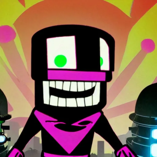 Prompt: elon musk as invader zim, move still, cinematic lighting