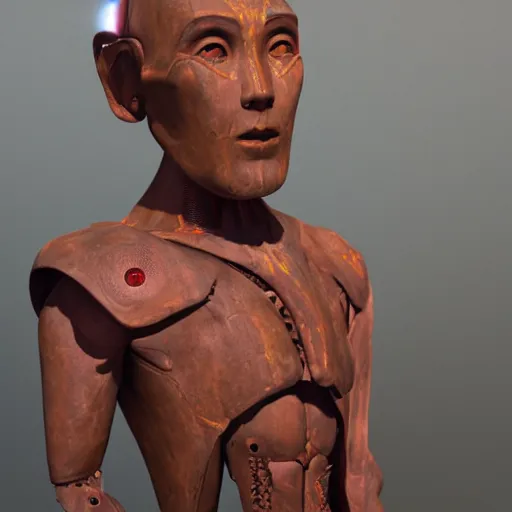 Prompt: a humanoid cyborg monk