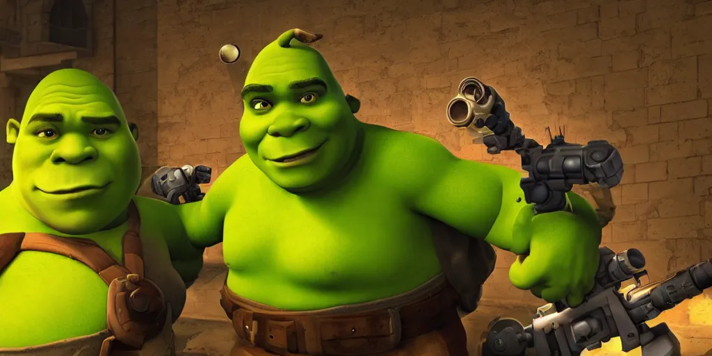 Image similar to shrek in team fortress 2, realistic 4 k octane beautifully detailed render, 4 k post - processing, highly detailed, intricate complexity, epic composition, magical atmosphere, cinematic lighting, masterpiece, ultra hd