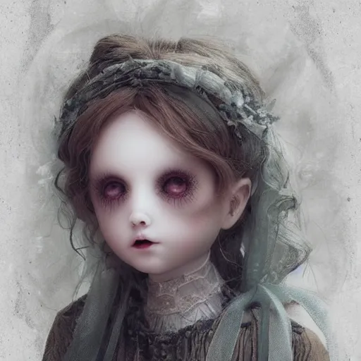 Image similar to porcelain doll with a spirit trapped inside stares intently into the camera, endless gaze, nightmare digital art, artstation, ultra detailed, beautiful aesthetic art