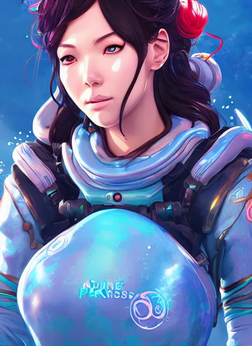 Prompt: Underwater Ocean Princess in apex legends as an anime character digital illustration portrait design by Ross Tran, artgerm detailed, soft lighting