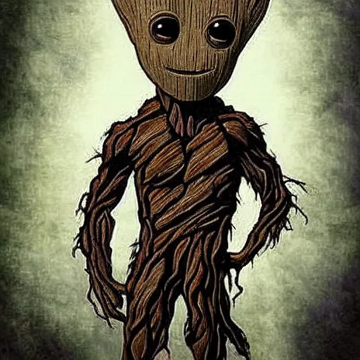 Prompt: groot but as a metal