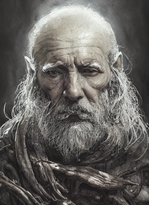 Prompt: portrait, elderly male mushroom druid, watercolor, dramatic lighting, cinematic, establishing shot, extremely high detail, foto realistic, cinematic lighting, pen and ink, intricate line drawings, by Yoshitaka Amano, Ruan Jia, Kentaro Miura, Artgerm, post processed, concept art, artstation, matte painting, style by eddie mendoza, raphael lacoste, alex ross