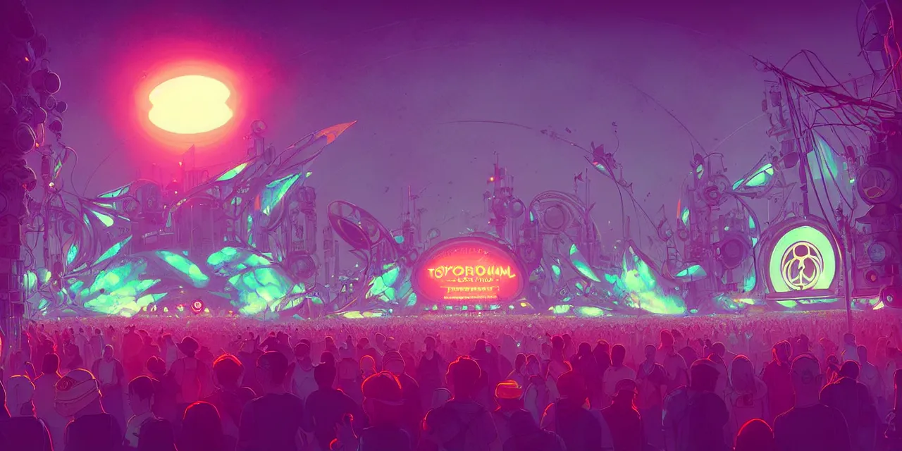 Prompt: tomorrowland, hyper - realistic detailed music festival stage, by atey ghailan, by greg rutkowski, by greg tocchini, by james gilleard, by joe fenton, by kaethe butcher, dynamic lighting, neon cinematic lighting color scheme, white lighting, grunge aesthetic