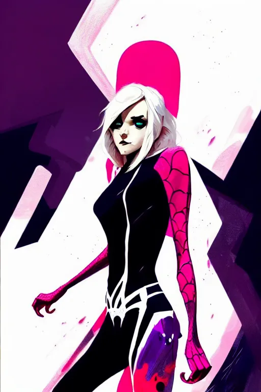 Prompt: a ultradetailed beautiful painting of a stylish spidergwen, by conrad roset, greg rutkowski and makoto shinkai trending on artstation