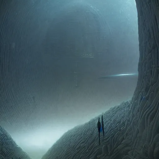 Prompt: epic alien jungle by zdzisław beksinski, greg rutkowski inside a giant futuristic space by zaha hadid, inspired by the movie matrix