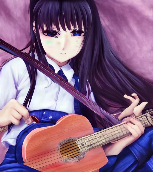 anime girl with acoustic guitar