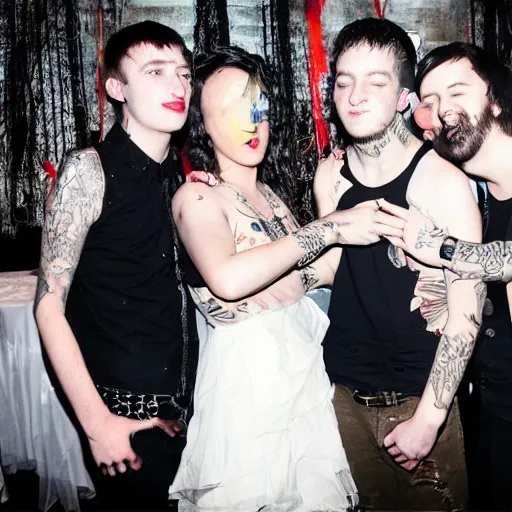 Prompt: punk hardcore friends at an elegant event