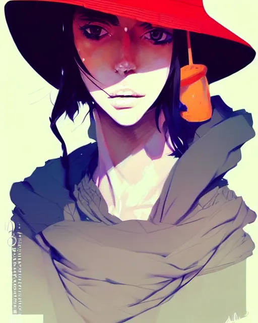 Image similar to a ultradetailed beautiful painting of a stylish woman wearing a bucket hat, by conrad roset, greg rutkowski and makoto shinkai trending on artstation