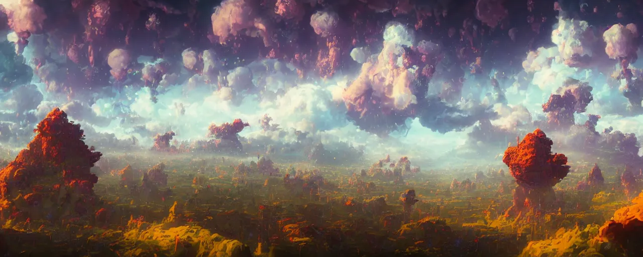 Prompt: ” tileable clouds, [ cinematic, detailed, epic, widescreen, opening, establishing, mattepainting, photorealistic, realistic textures, octane render, art by paul lehr ] ”