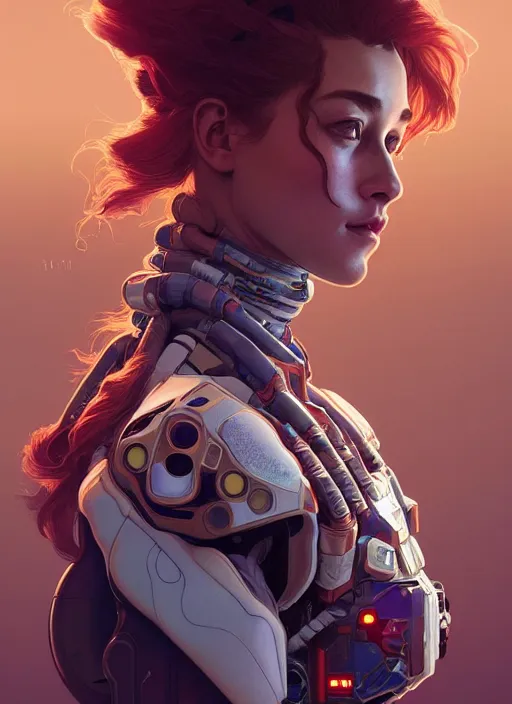 Image similar to symmetry!! portrait of an astronaut, floral! horizon zero dawn machine, intricate, elegant, highly detailed, digital painting, artstation, concept art, smooth, sharp focus, illustration, art by artgerm and greg rutkowski and alphonse mucha, 8 k